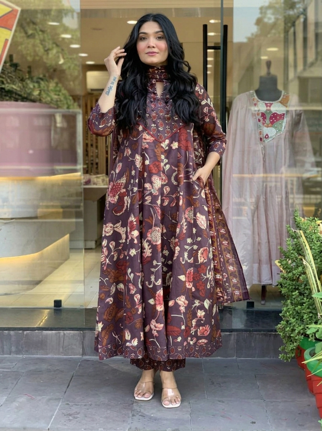 Image of sky fab Women Kurta Pant Dupatta Set