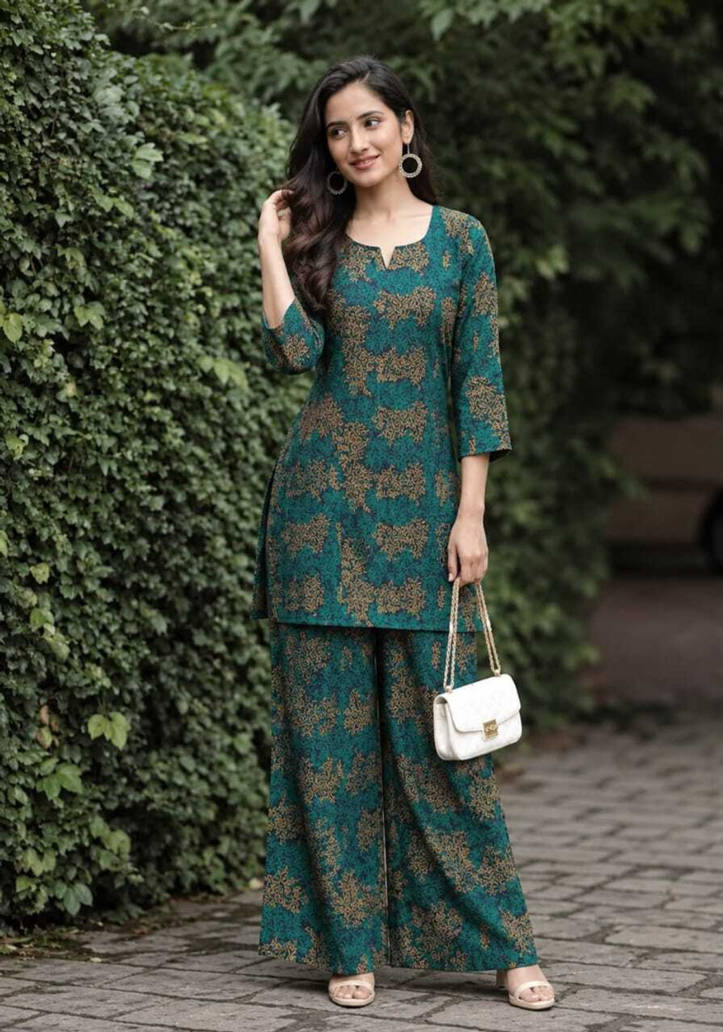 Image of KIFARA Women Pure Cotton Kurta Palazzo Set