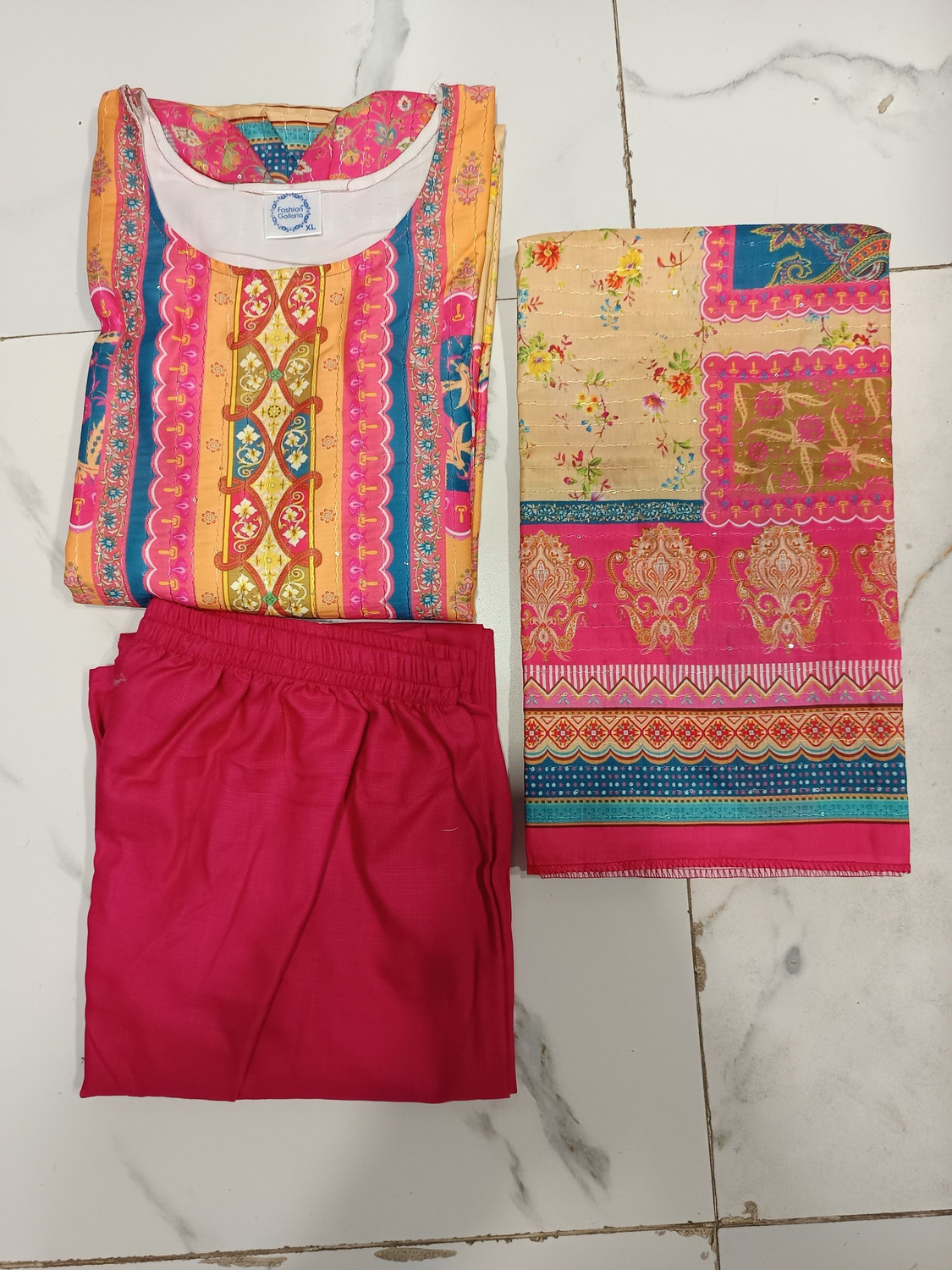 Image of KRISHNAAPPARELS Women Kurta Pant Dupatta Set