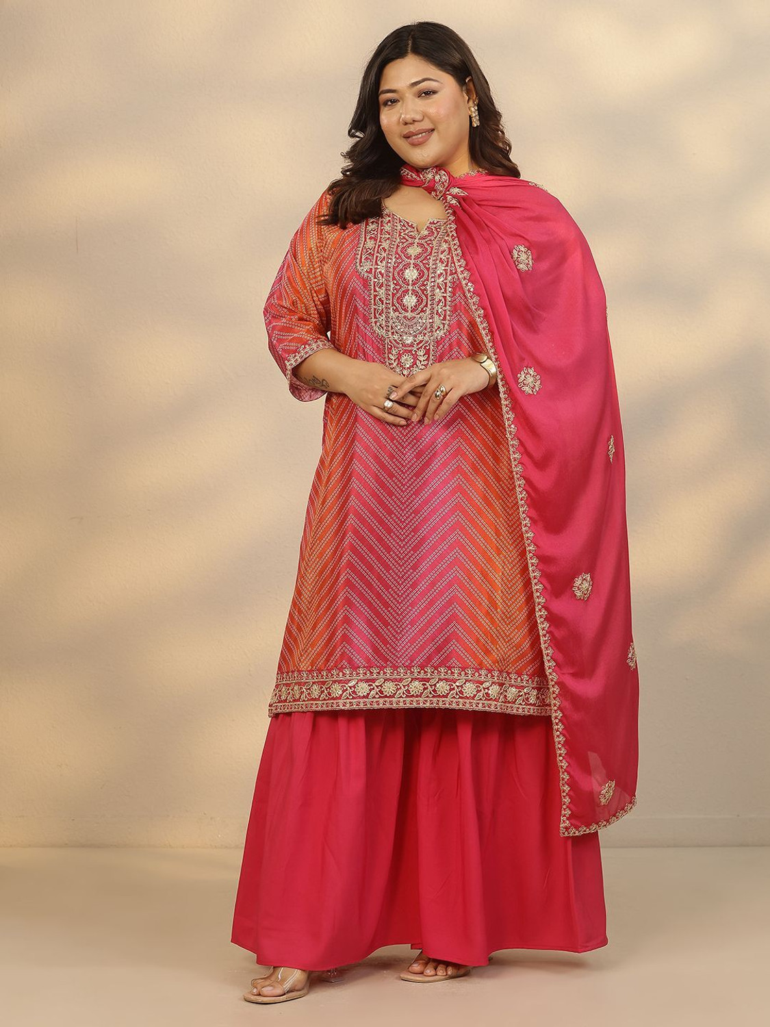 Image of EXTRA LOVE BY LIBAS Women Kurta Sharara Dupatta Set