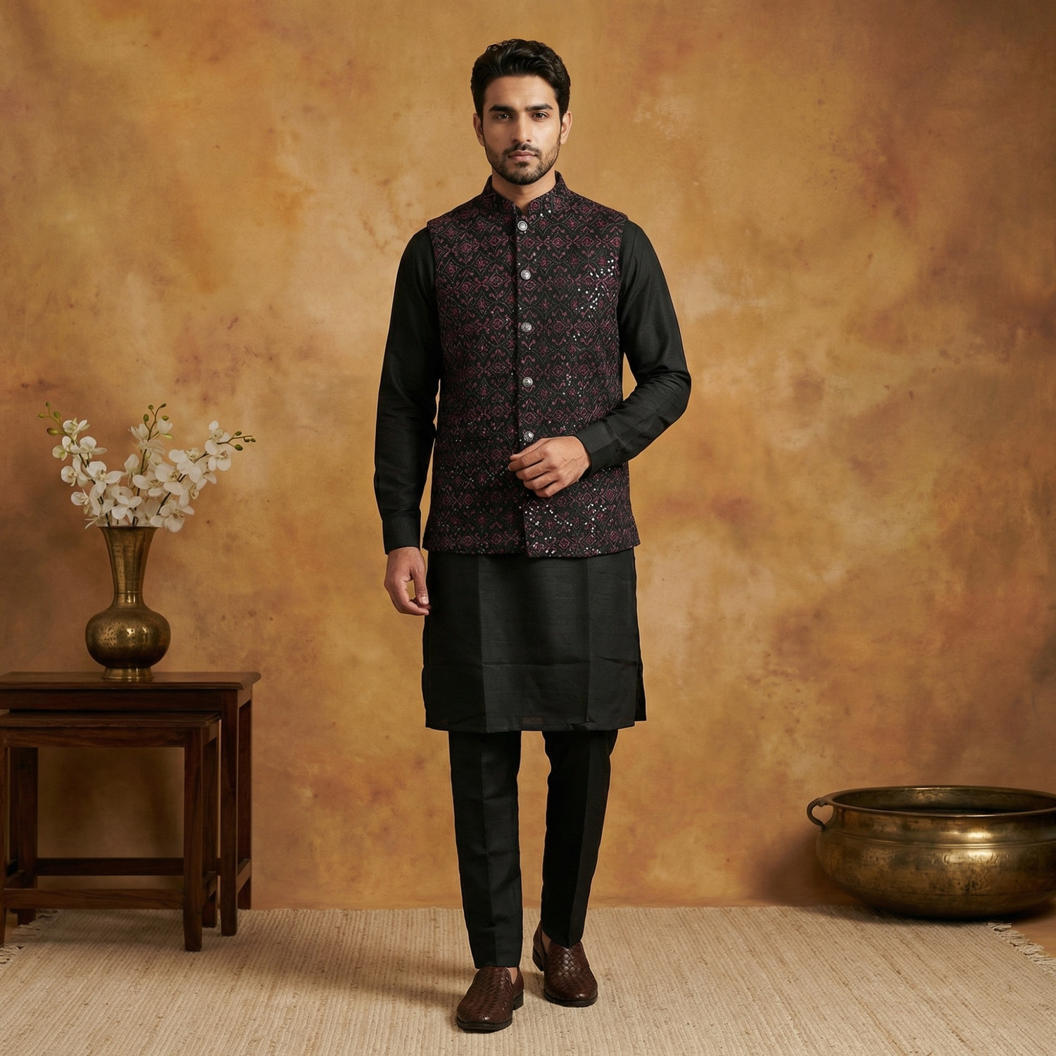 Image of Jompers Men Kurta Pyjama Ethnic Jacket Set