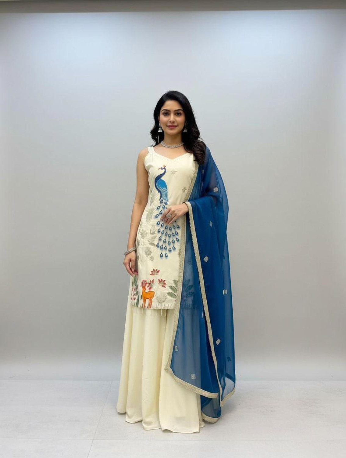 Image of jensicreation Women Kurta Sharara Attached Dupatta Set