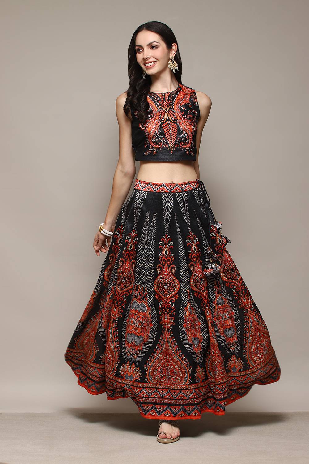 BIBA Women Crop Top Skirt Set