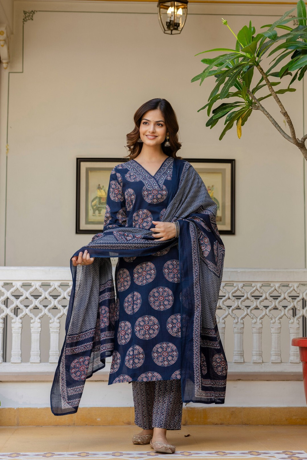 Image of ANOUK Women Kurta Palazzo Dupatta Set