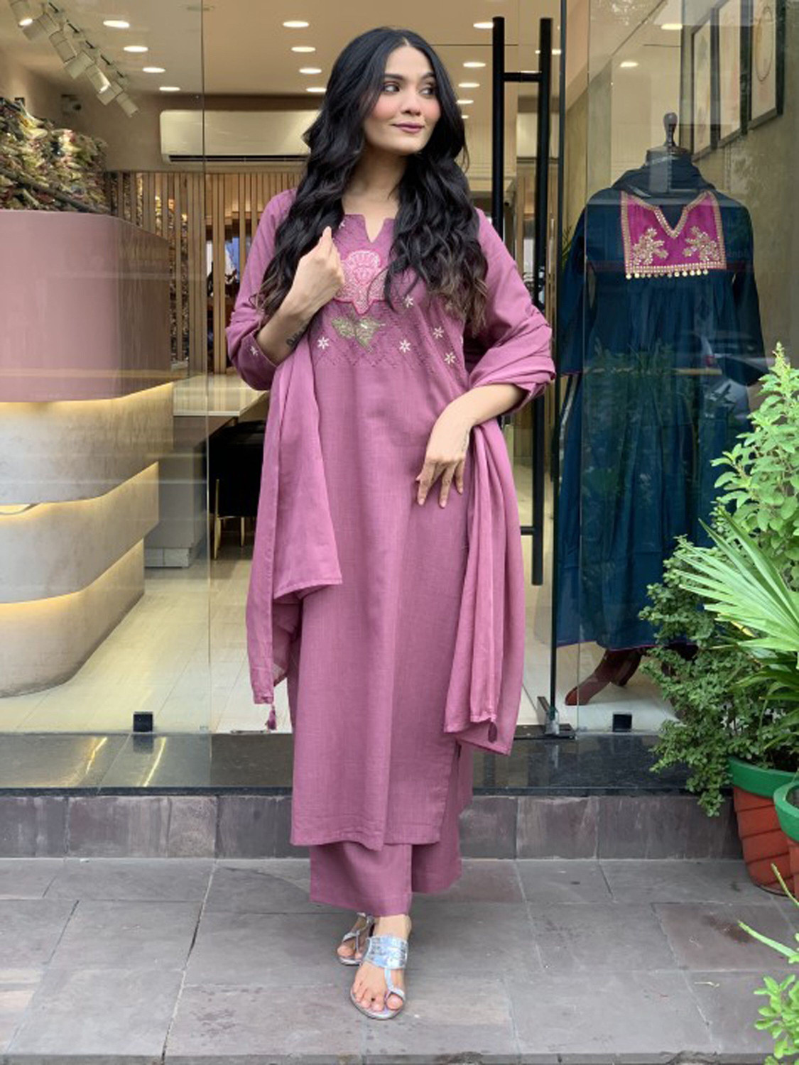 Image of Light Daisy Women Viscose Rayon Kurta Palazzo Dupatta Set