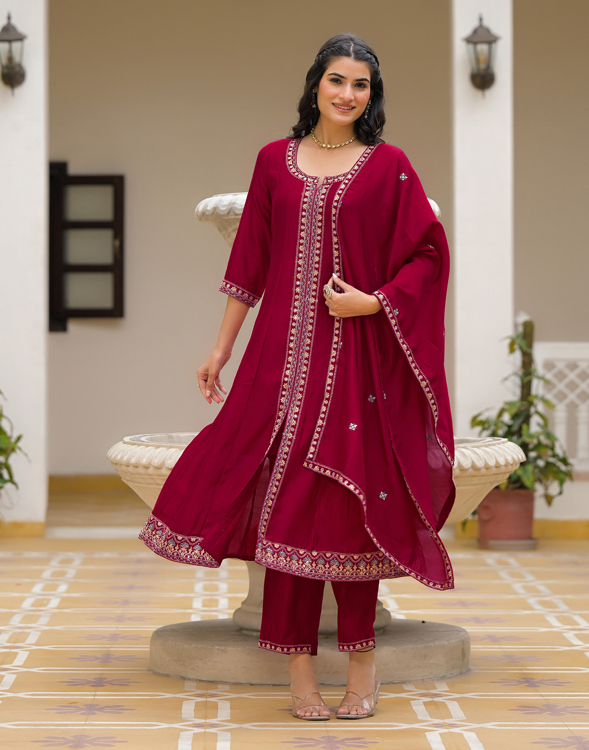 Image of Skylee Women Kurta Pant Dupatta Set