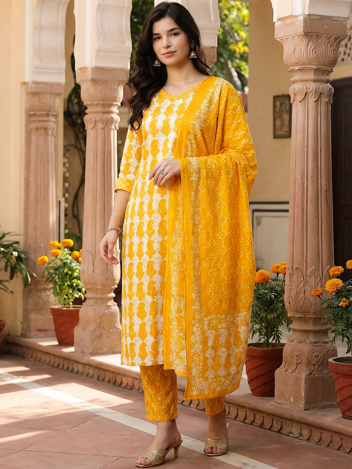 Image of Indo Era Women Kurta Pant Dupatta Set