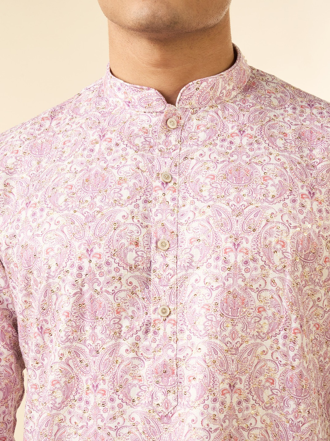 Image of DIWAS by Manyavar Men Paisley, Embroidered, Embellished, Printed Straight Kurta