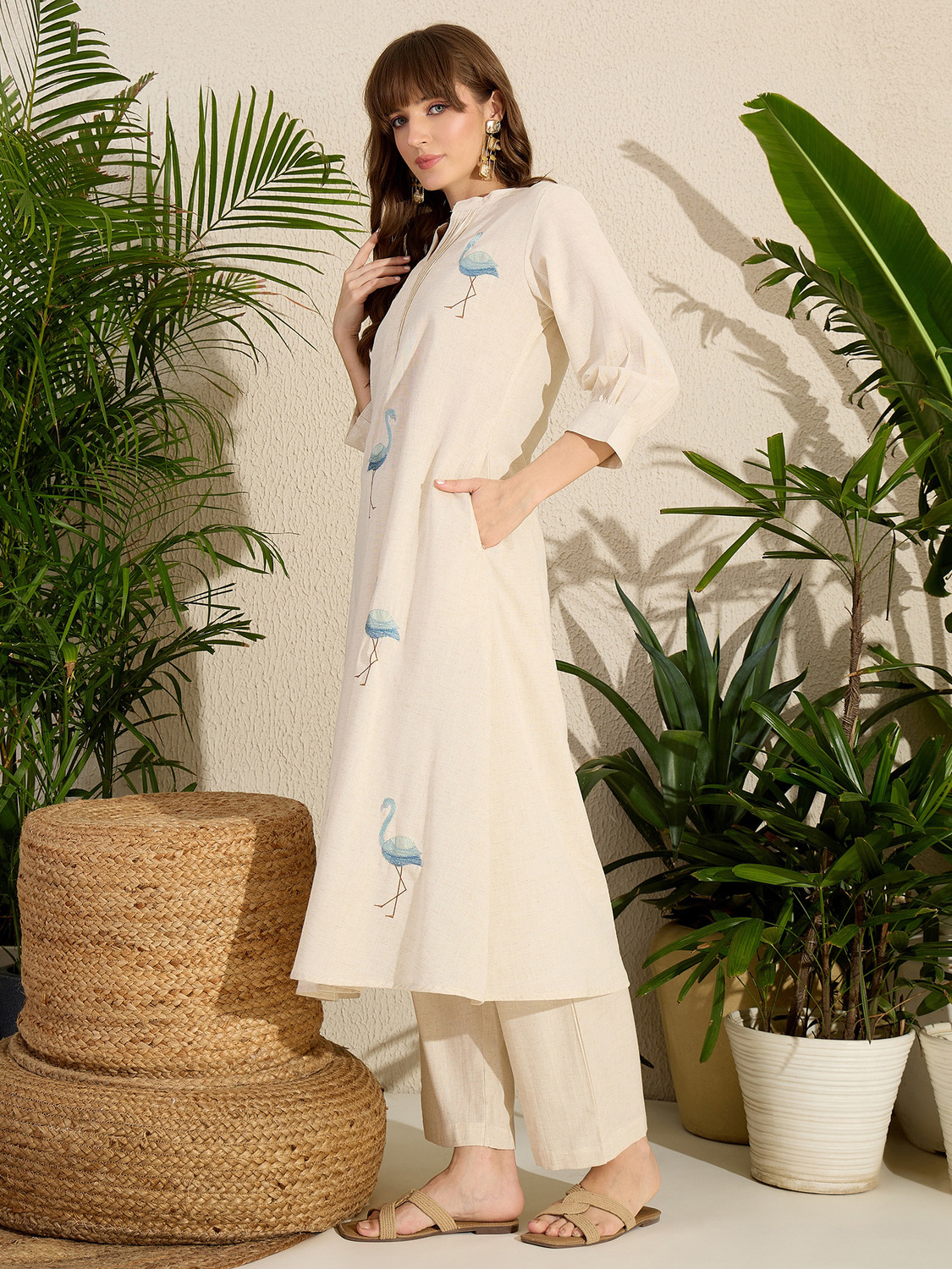 Image of Indo Era Women Pure Cotton Kurta Pant Set