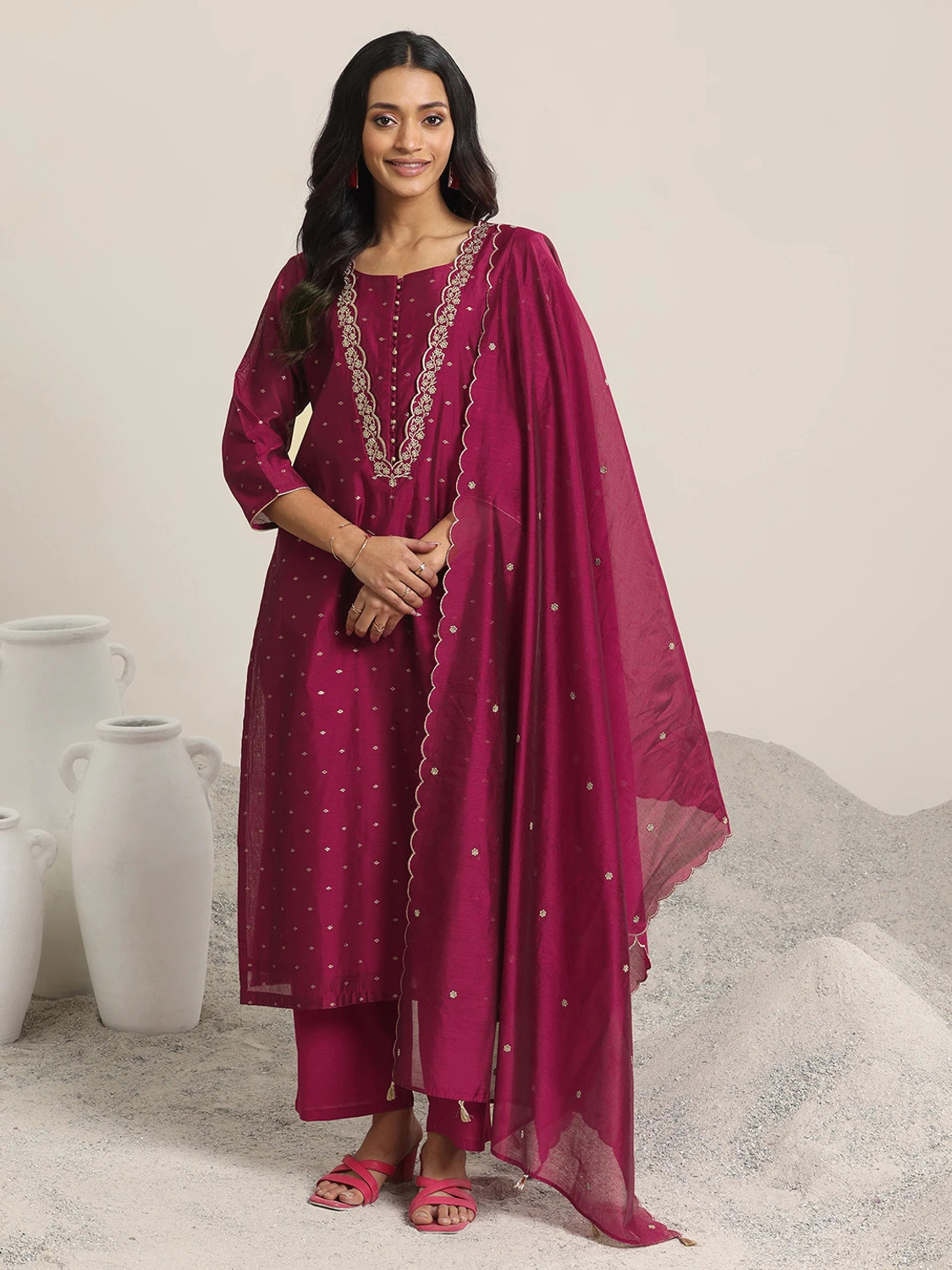 Image of LIBAS Women Kurta Pant Dupatta Set