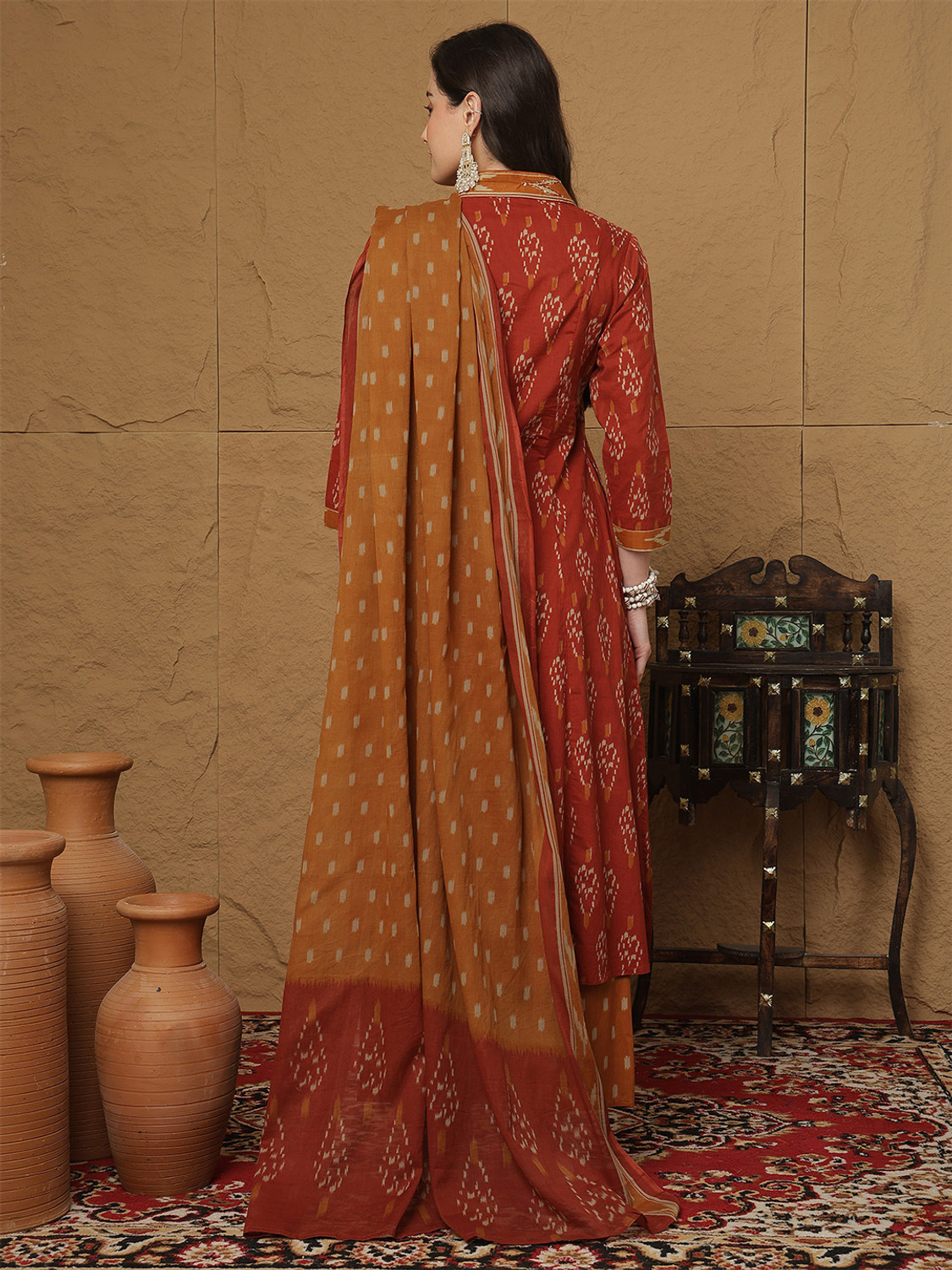 Image of Gulmohar Jaipur Women Kurta Palazzo Attached Dupatta Set