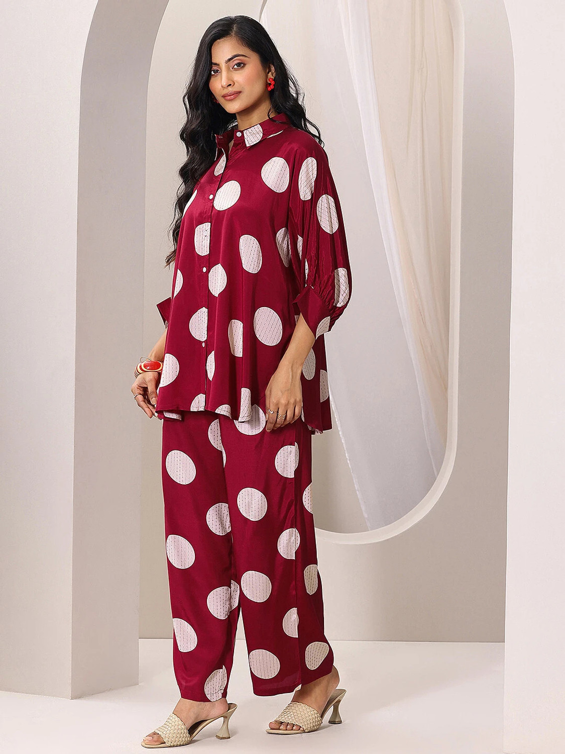 Image of LIBAS Women Viscose Rayon Shirt Palazzo Set