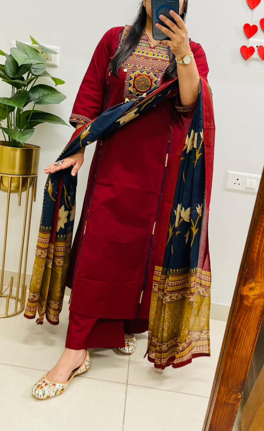 Image of VASTRA RANG Women Pure Cotton Kurta Pant Dupatta Set