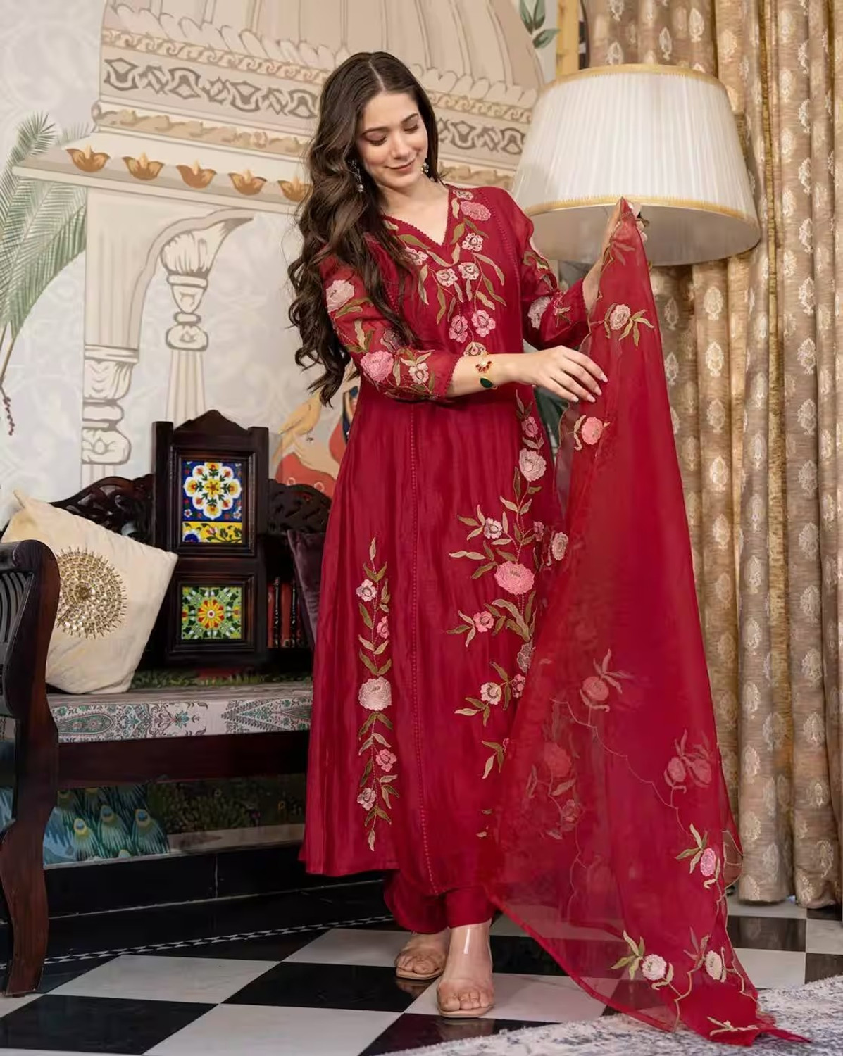 Image of shankhpushpi Women Kurti Pant Dupatta Set