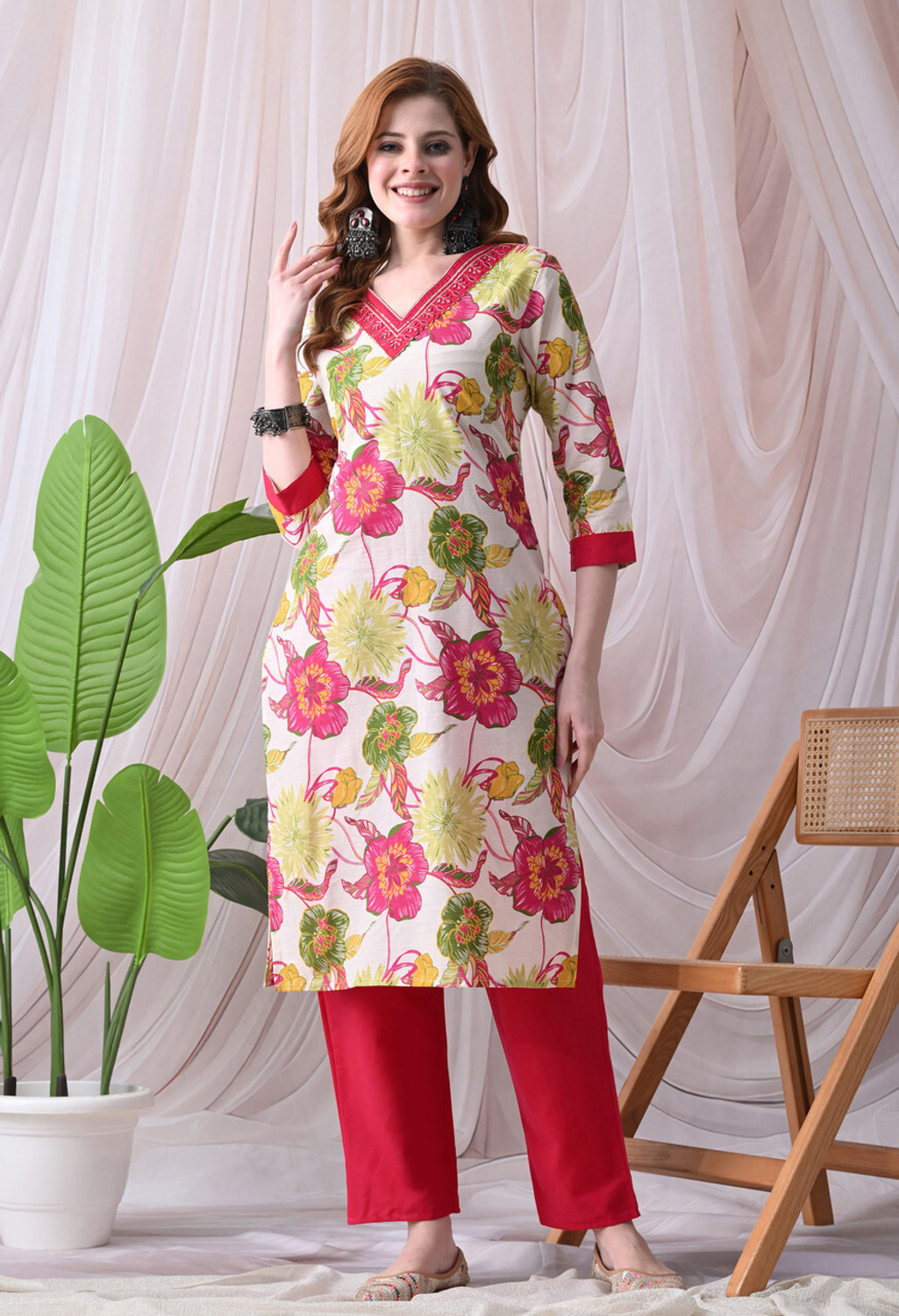 Image of FABUNNA COTTON Women Kurta Pant Set
