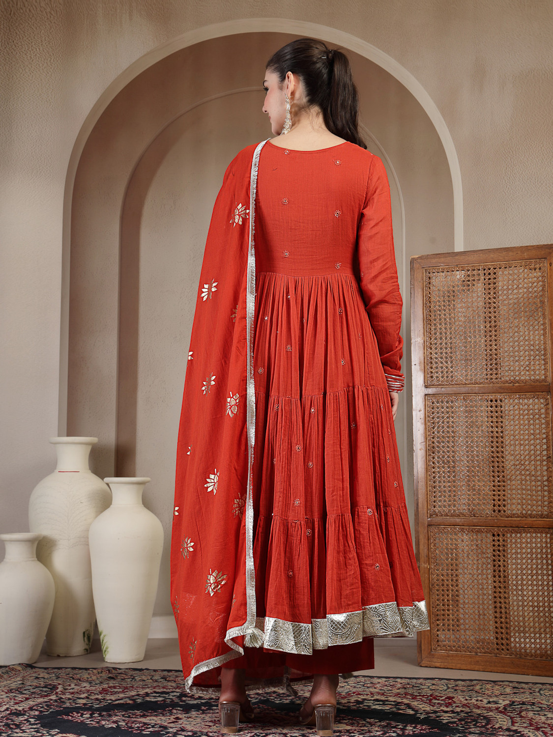 Image of Gulmohar Jaipur Women Kurta Palazzo Dupatta Set