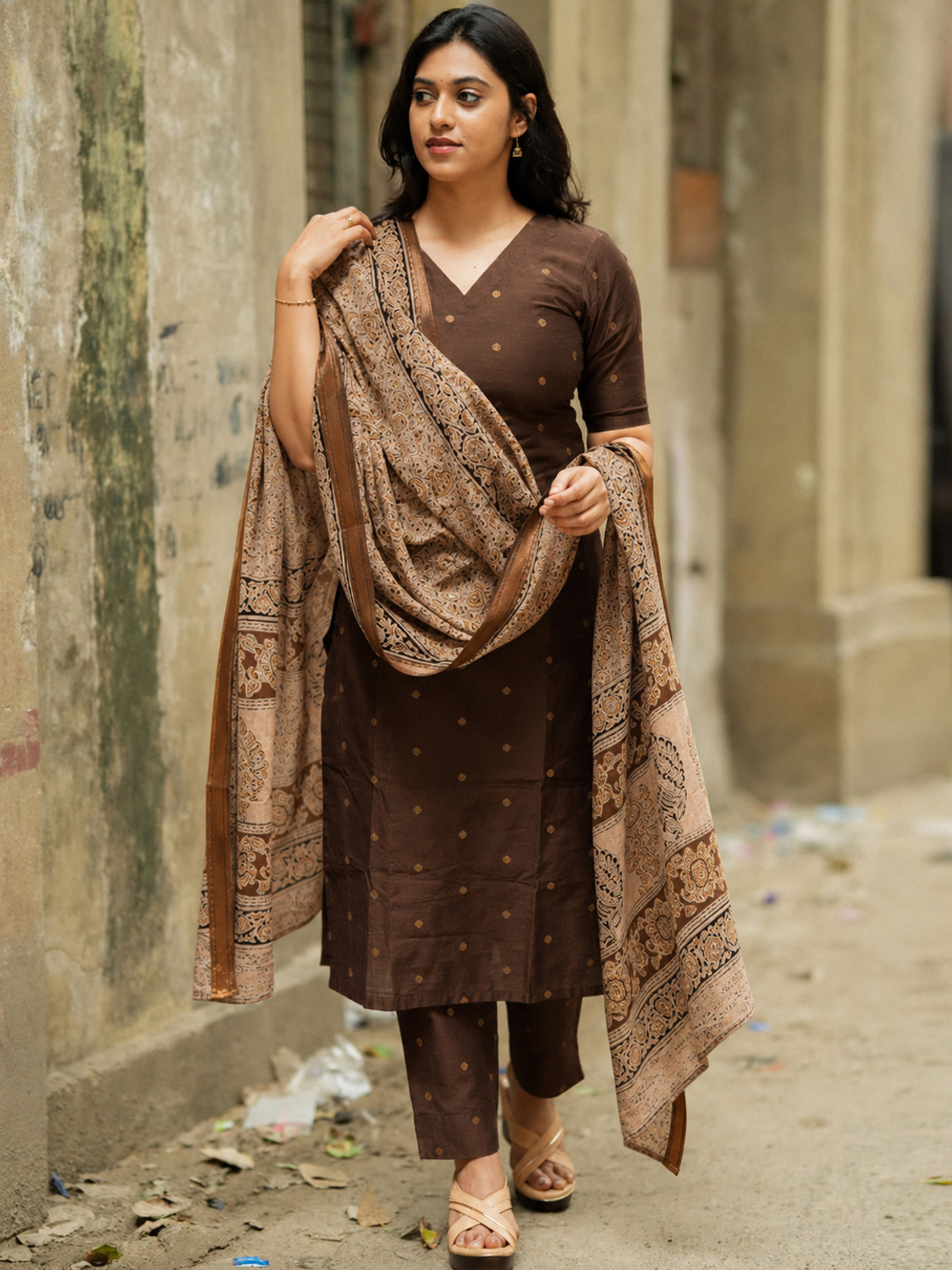 Tasrika Printed Kurta, Trouser/Pant & Dupatta Set