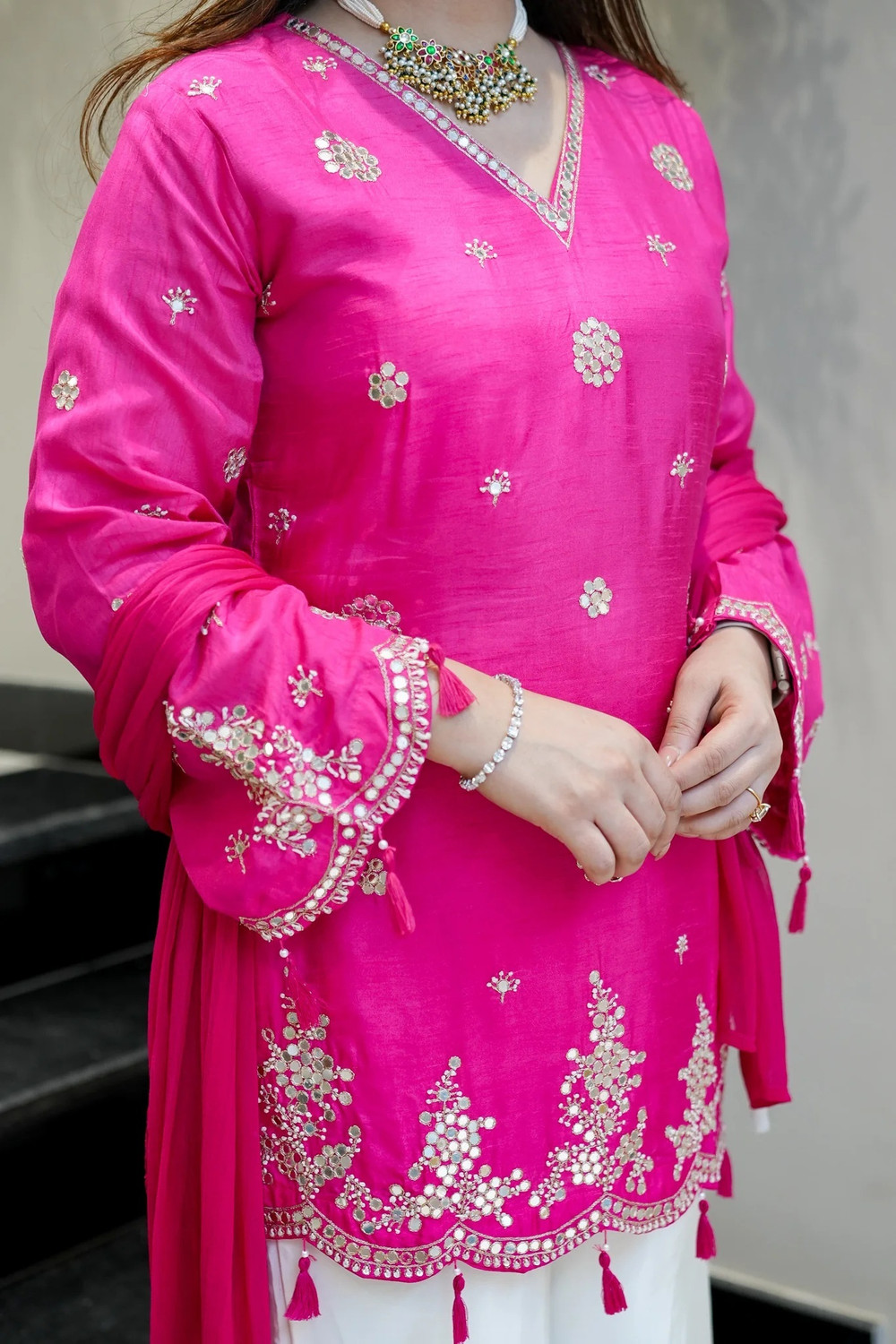 Image of Wtune Women Kurti Palazzo Dupatta Set