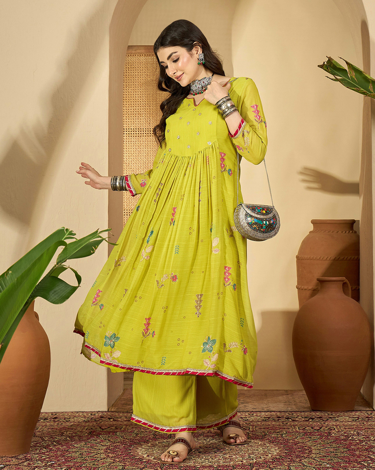 Image of Sangria Women Kurta Palazzo Set