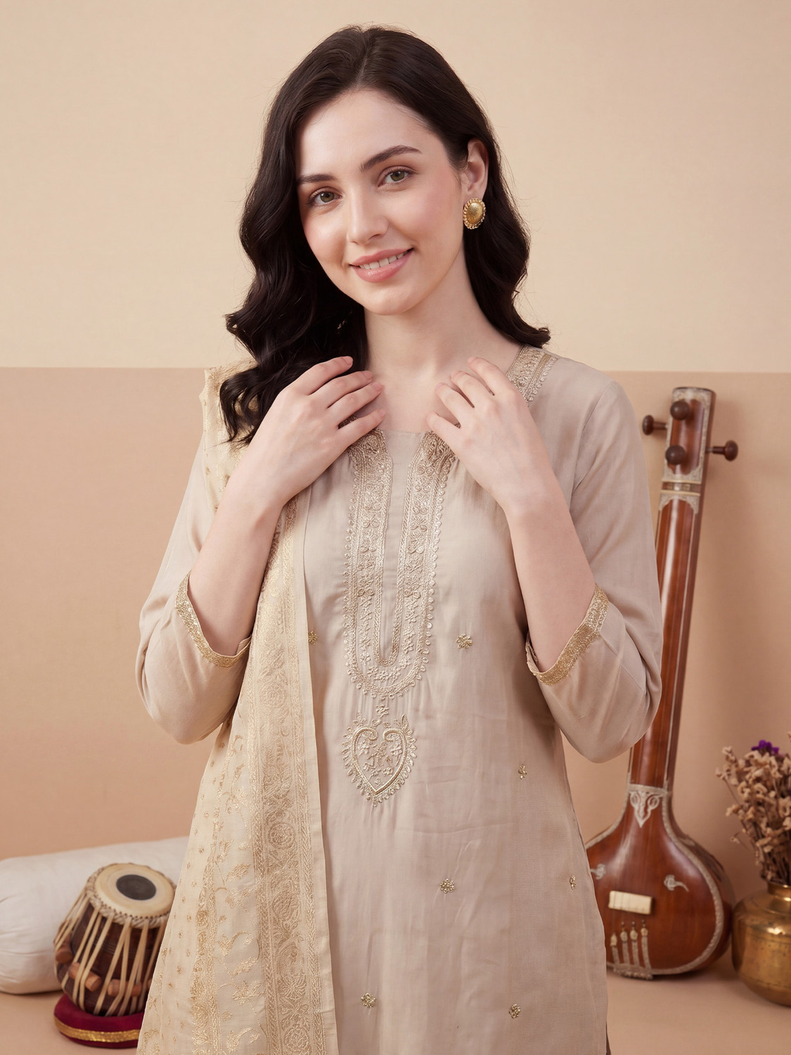 Image of Indo Era Women Kurta Pant Dupatta Set
