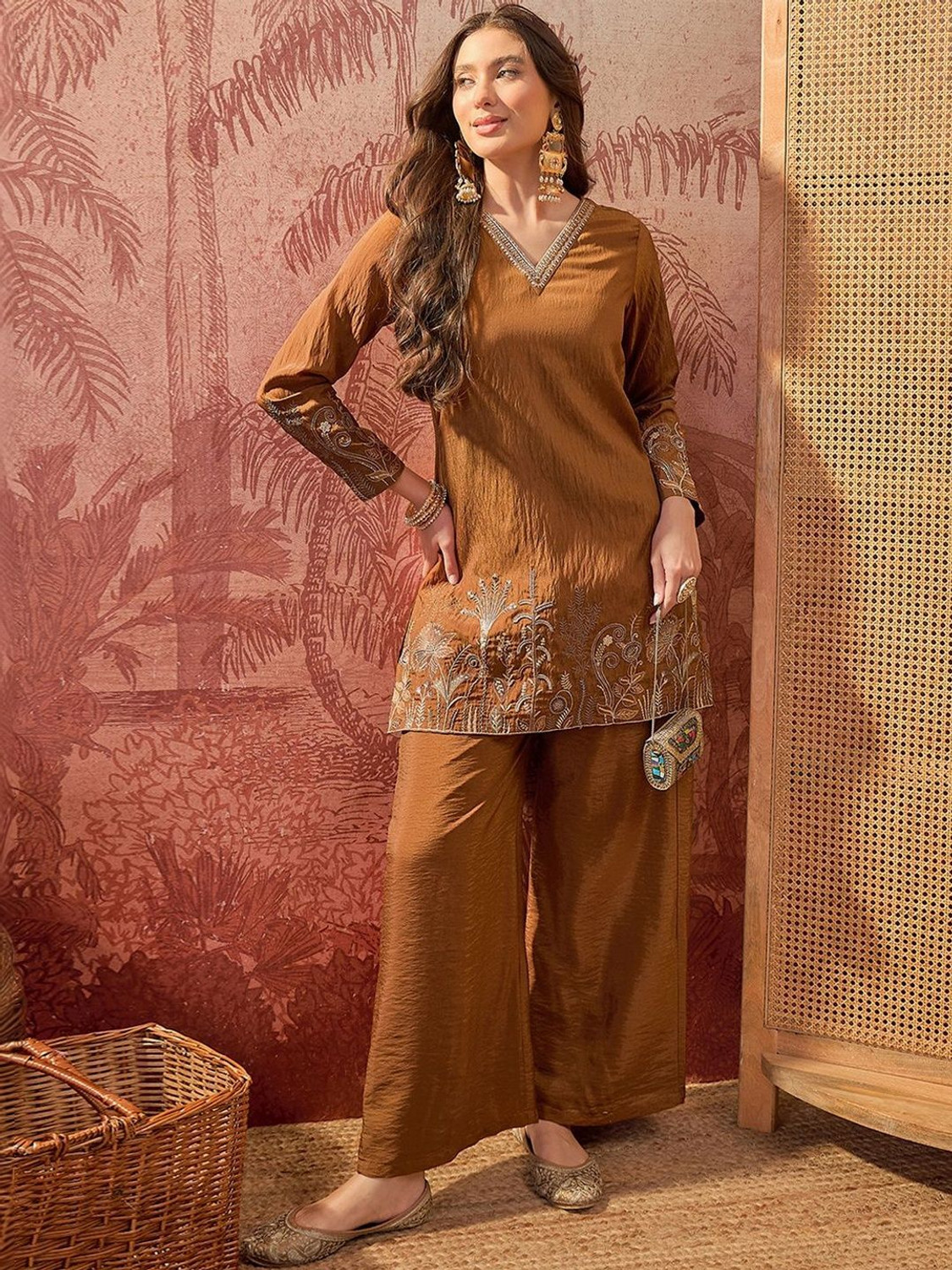 Image of Sangria Women Kurta Palazzo Set