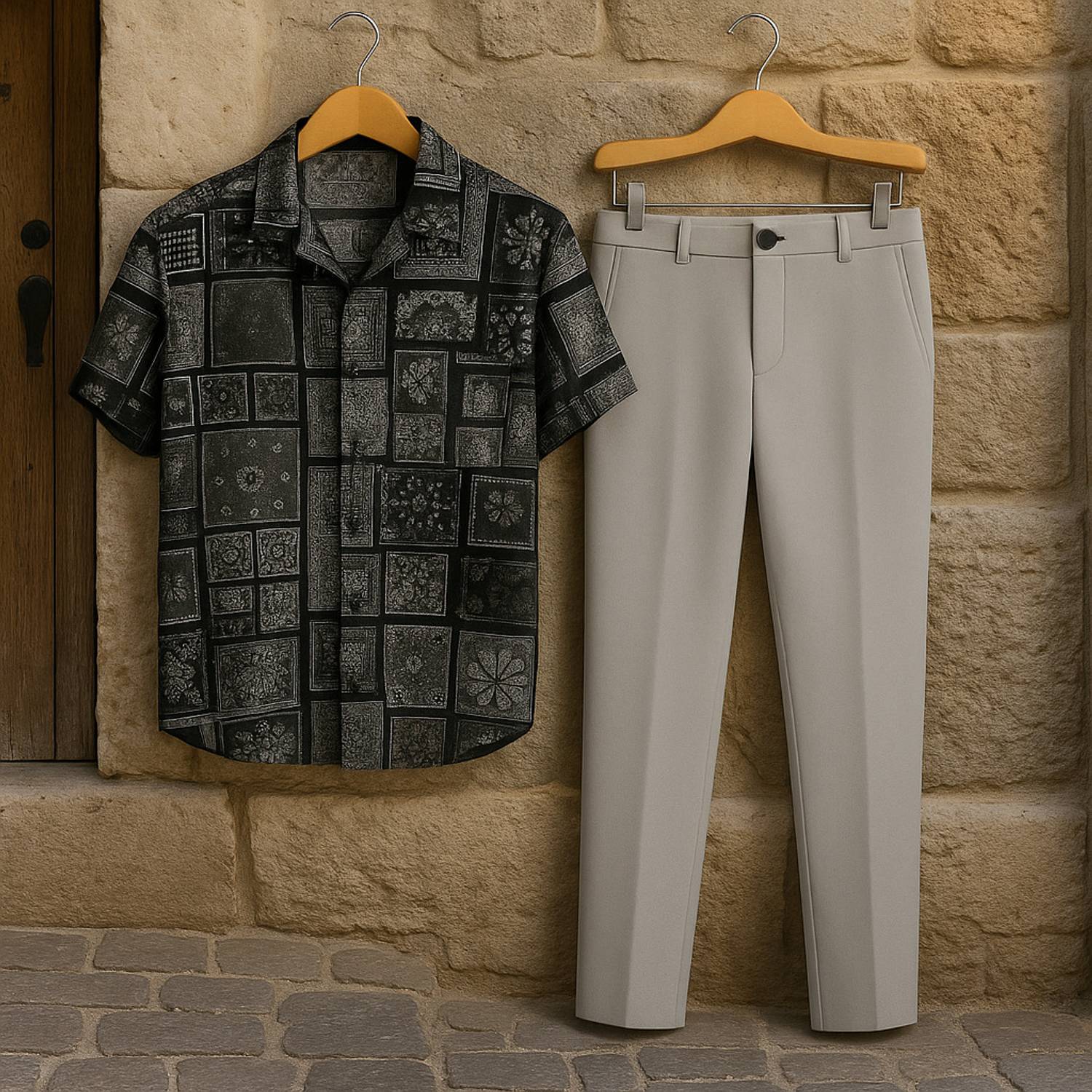 Black Deer Shirt Pant Co-ords Set