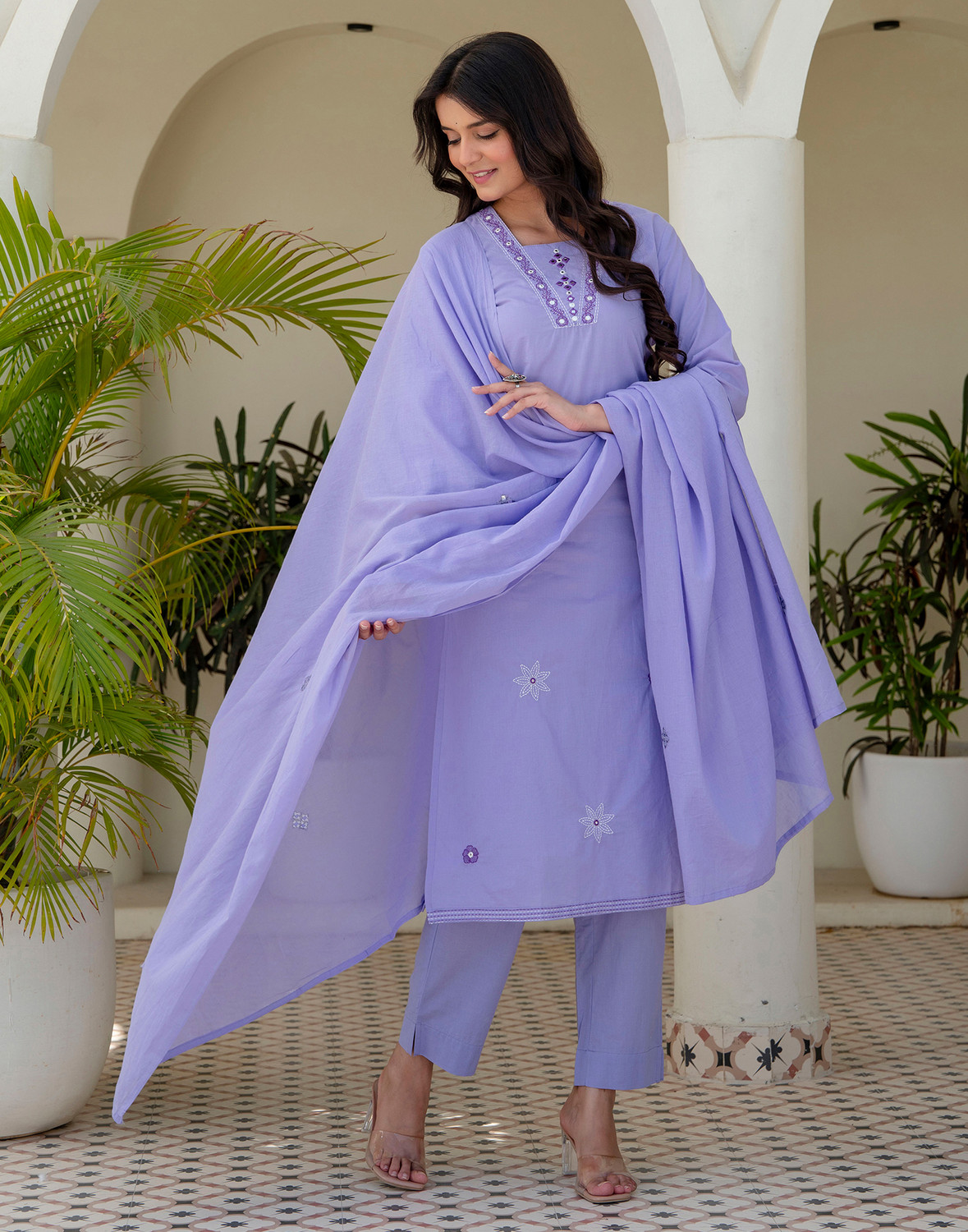 Image of Skylee Women Kurta Pant Dupatta Set