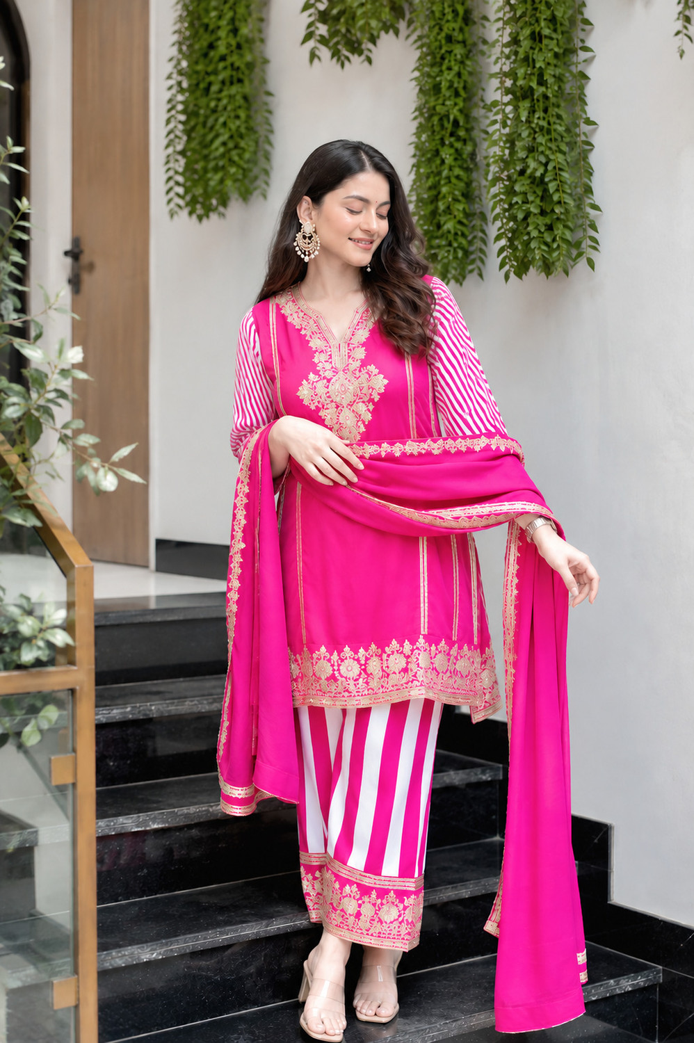 Image of MISHNEE FASHION Women Kurta Palazzo Dupatta Set