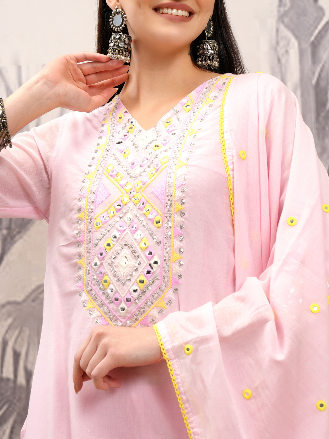 Image of Vishudh Women Kurta Sharara Attached Dupatta Set