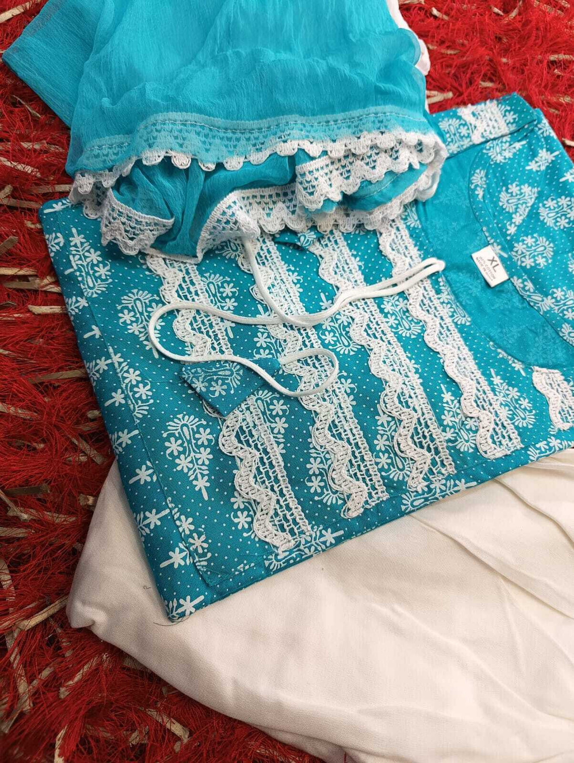 Image of VIRIDIAN Women Kurta Palazzo Dupatta Set