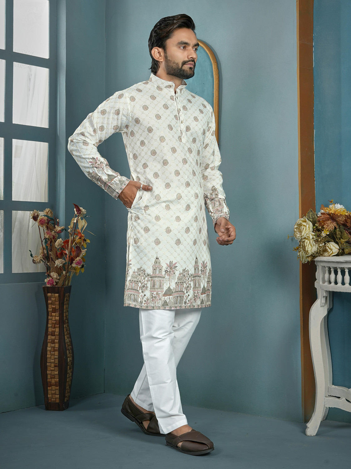 Image of CELLUX Men Kurta Pyjama Set