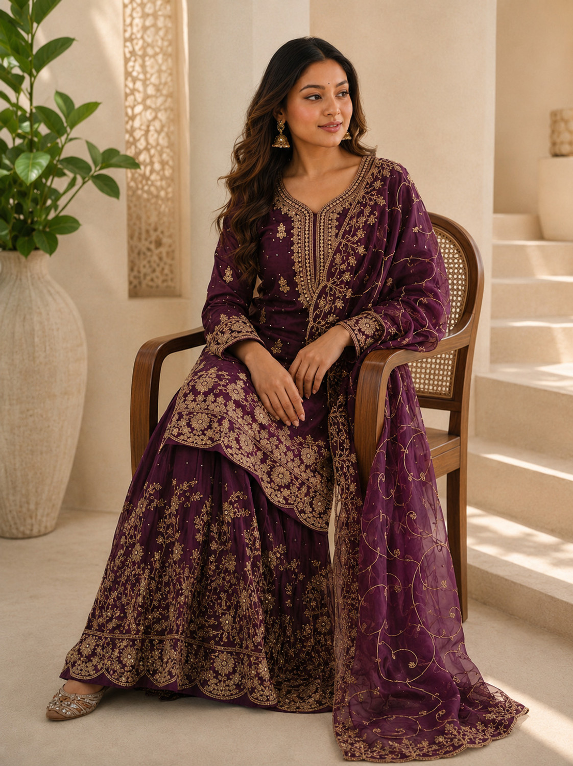 Image of DEETIBOUTIQUE Women Kurta Sharara Dupatta Set