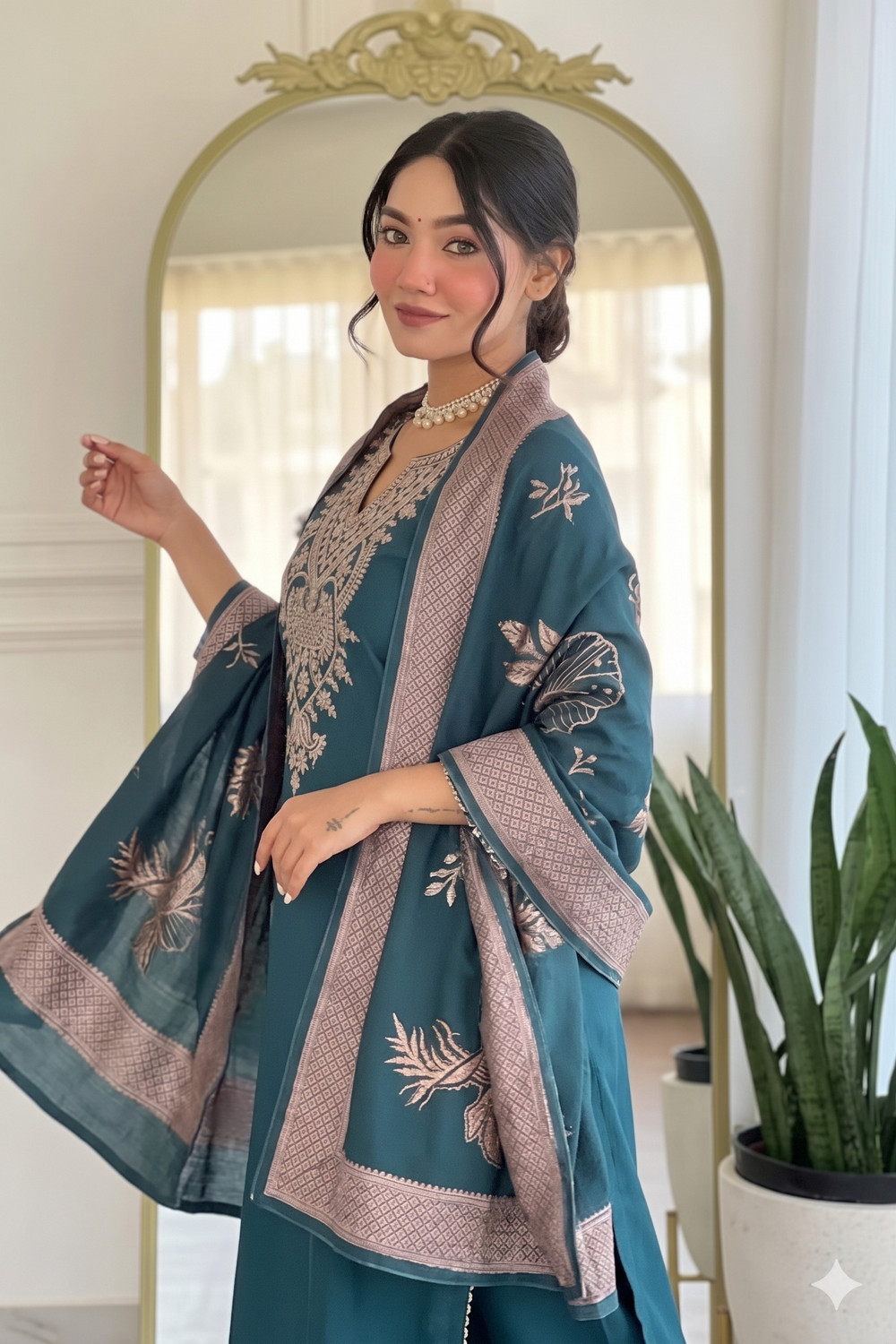 Image of RHET FASHION Women Kurta Pant Attached Dupatta Set