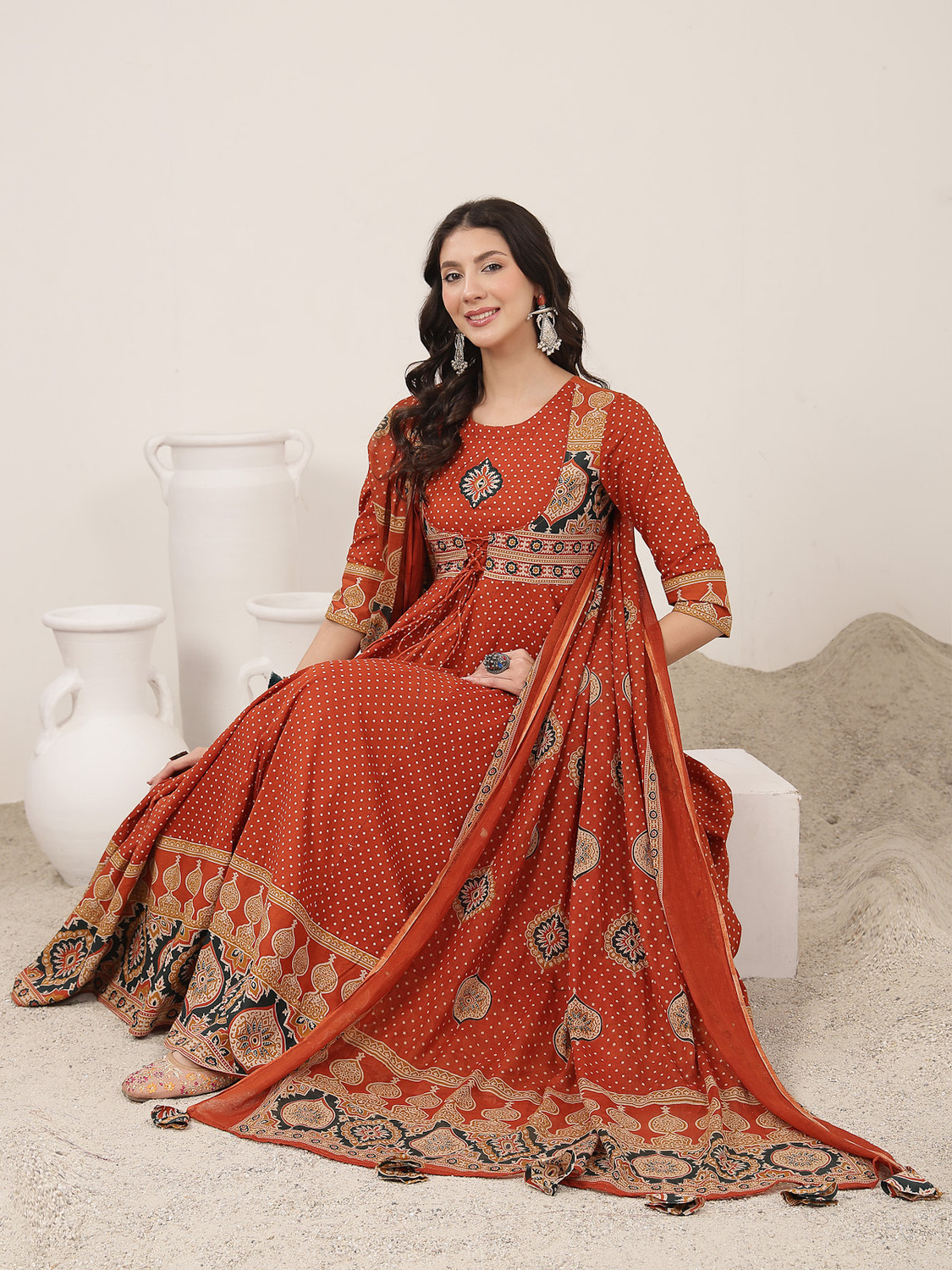 Image of KIMAYRA Women Kurta Palazzo Dupatta Set