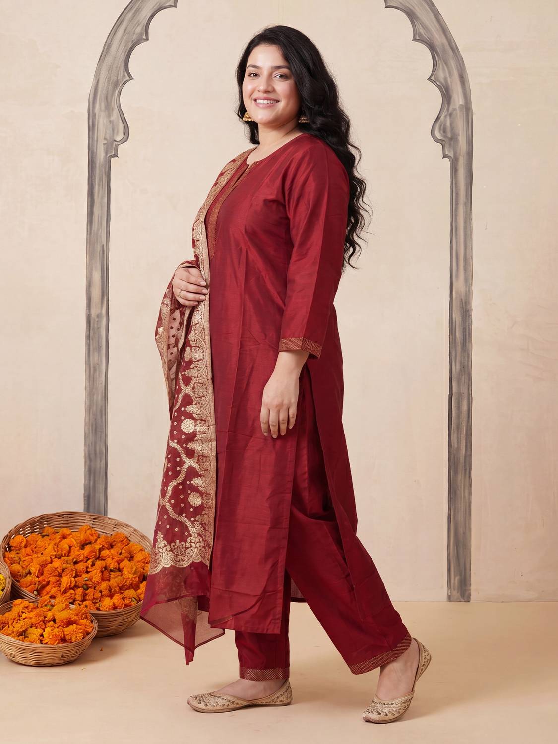 Indo Era Women Kurta Pant Dupatta Set - Image 4