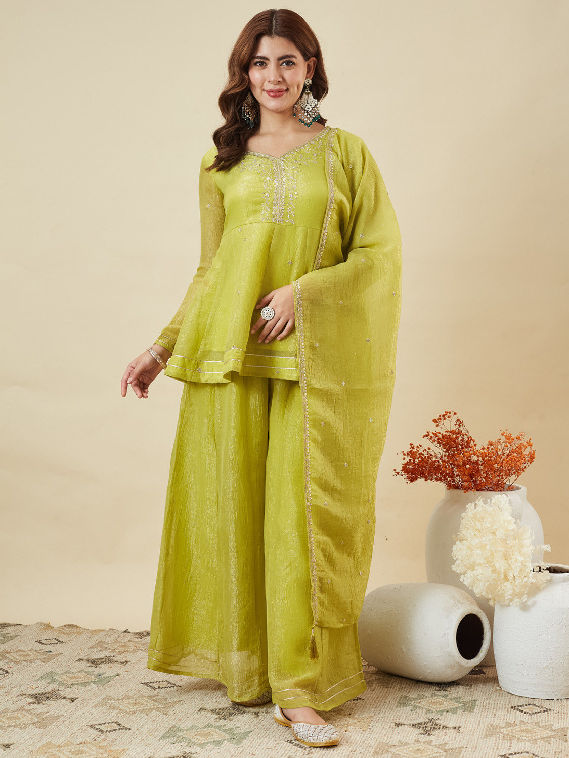 Image of MOKOSH Women Kurta Pant Dupatta Set