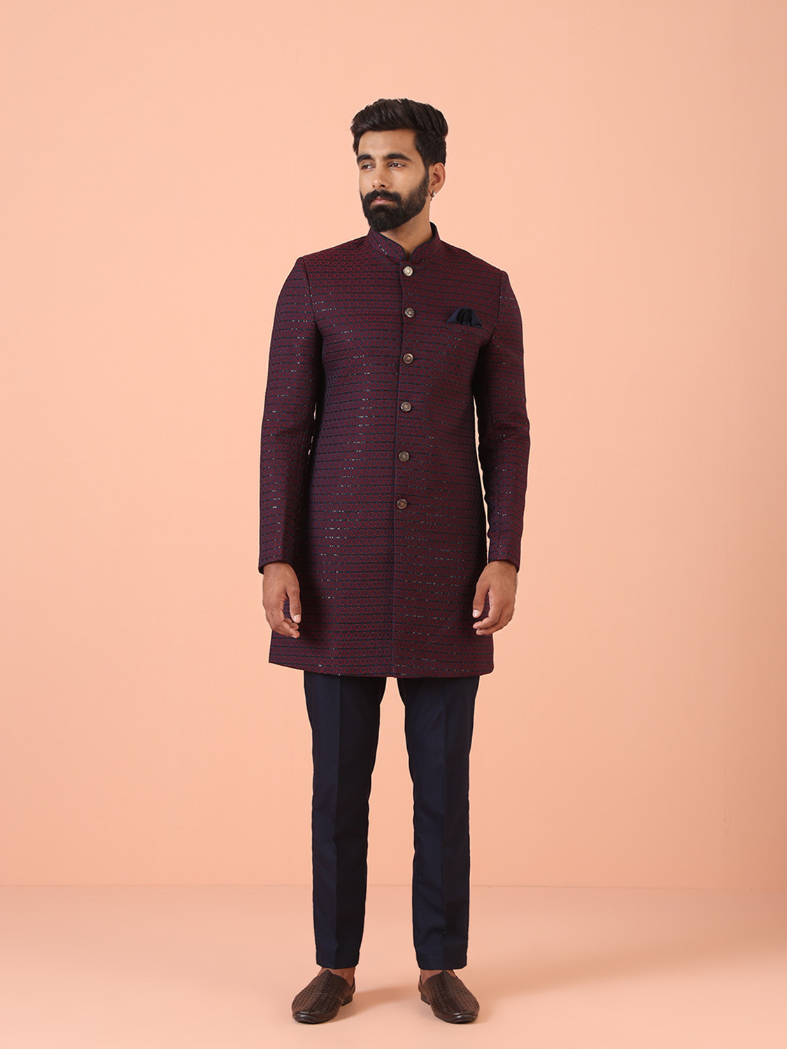 Image of Kisah Men Silk Blend Sherwani Pant Set