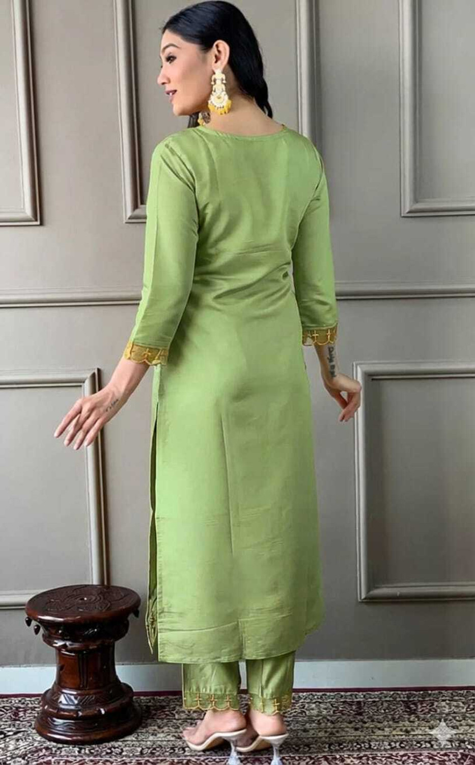 Image of ARHAMSILKMILLS Solid Kurta, Trouser /Pant & Dupatta Set