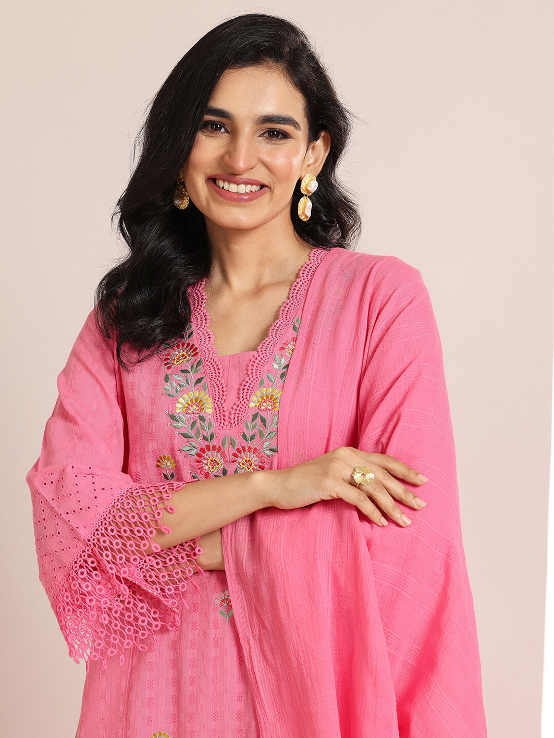 Image of LIBAS Women Kurta Palazzo Dupatta Set