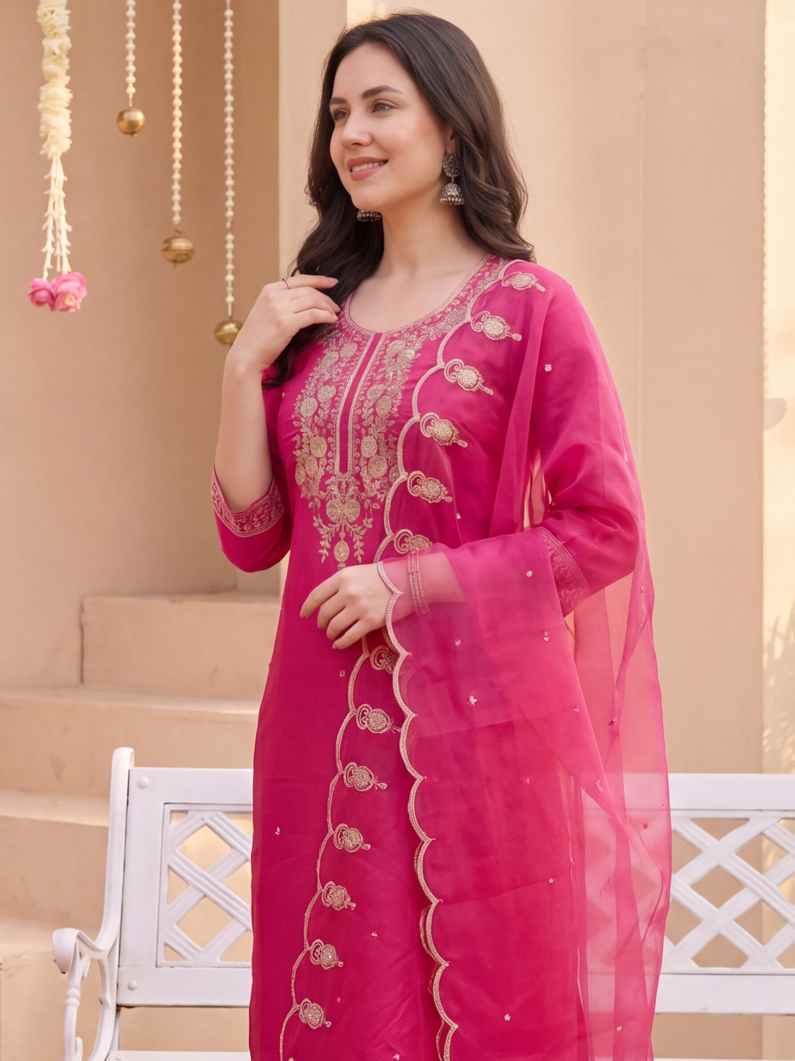 Image of Indo Era Women Kurta Pant Dupatta Set
