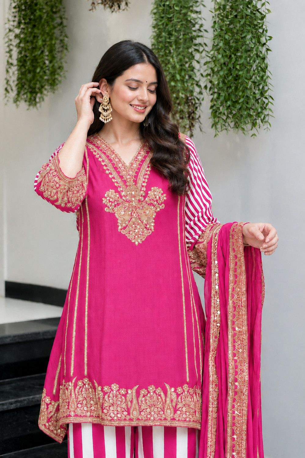 Image of MISHNEE FASHION Women Kurta Palazzo Dupatta Set