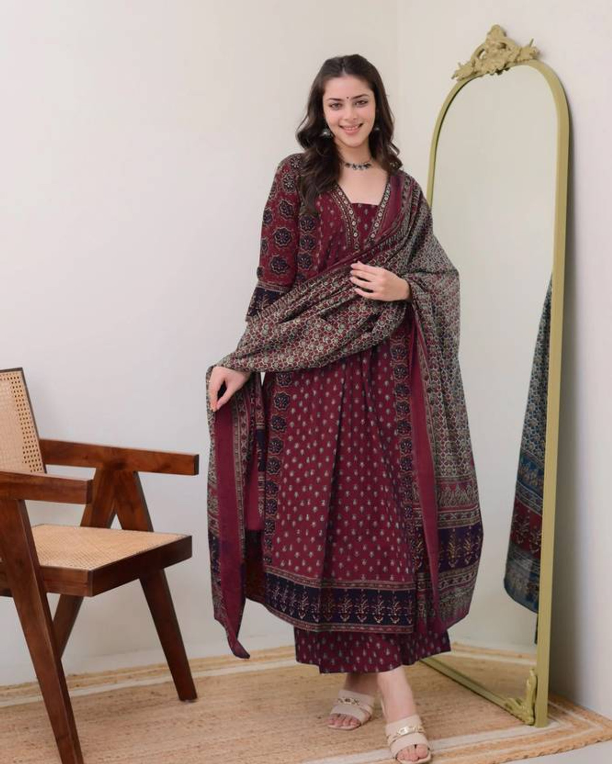 Image of Divastri Women Kurta Palazzo Dupatta Set