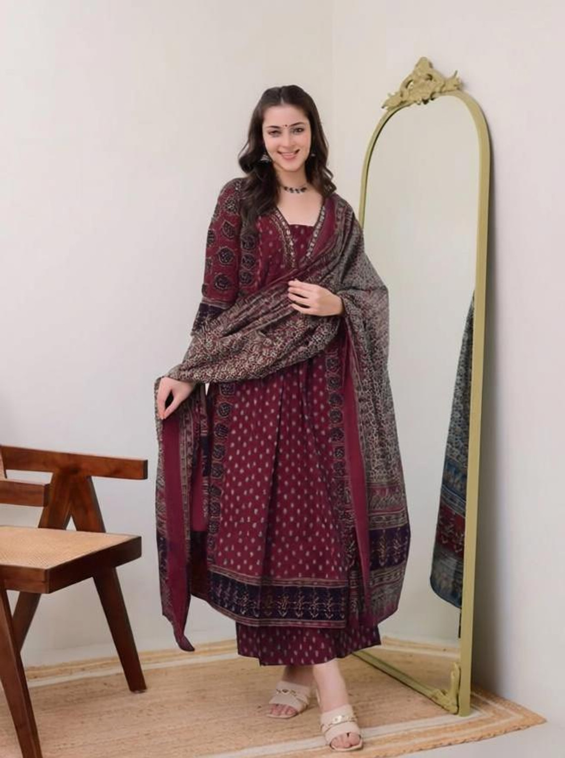 Image of YAGNIK FASHION Women Kurti Palazzo Dupatta Set
