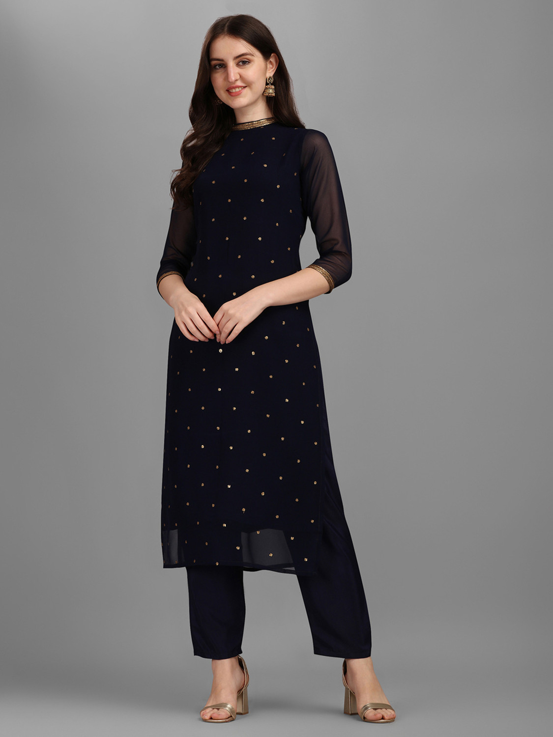 Image of Saanjh Women Georgette Kurta Pant Set
