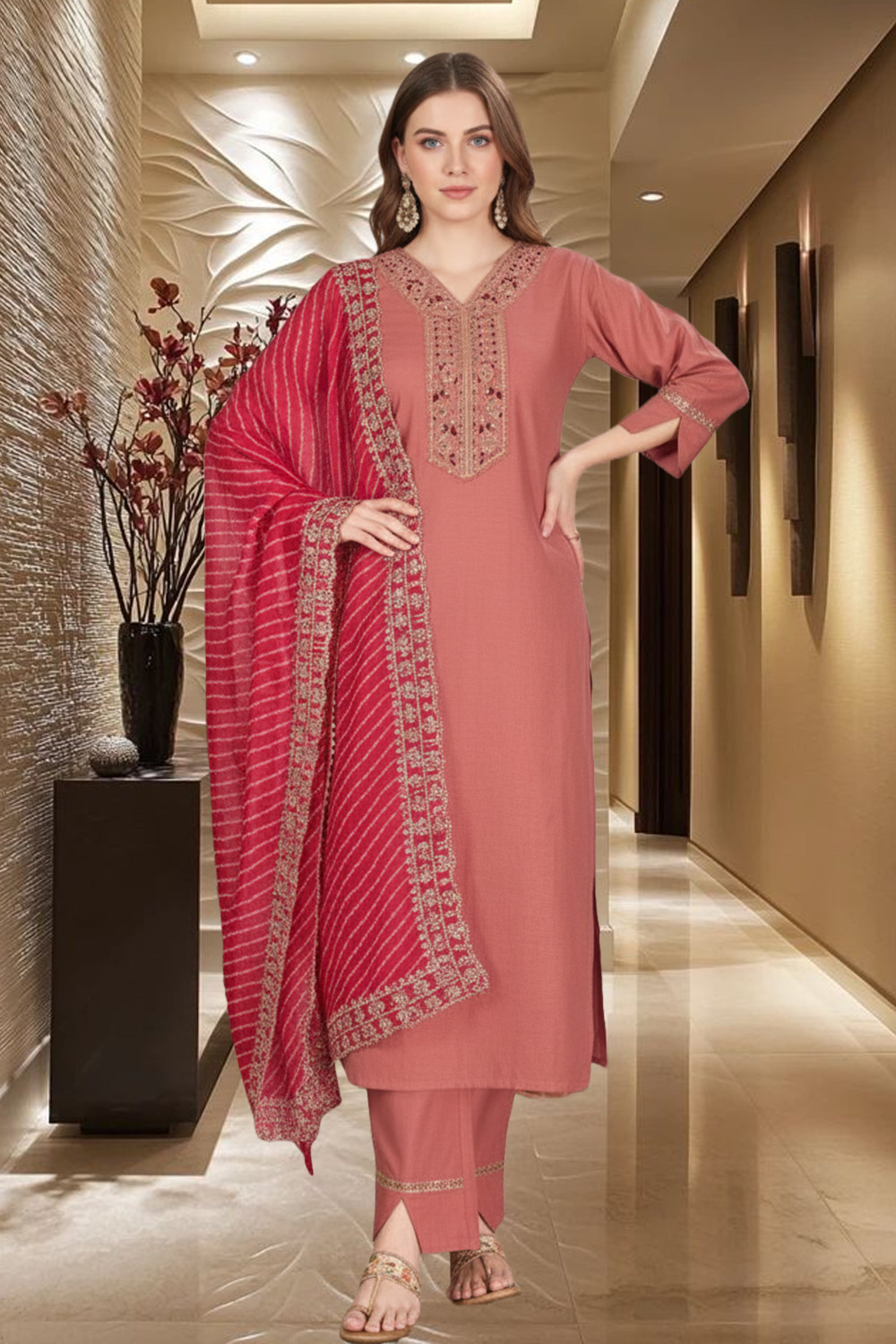 Image of DETACH Women Kurta Pant Dupatta Set