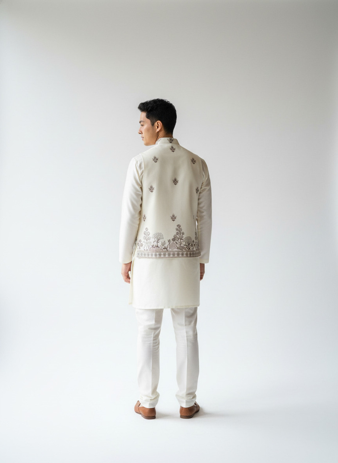 Image of click n buy Men Kurta Pant Ethnic Jacket Set