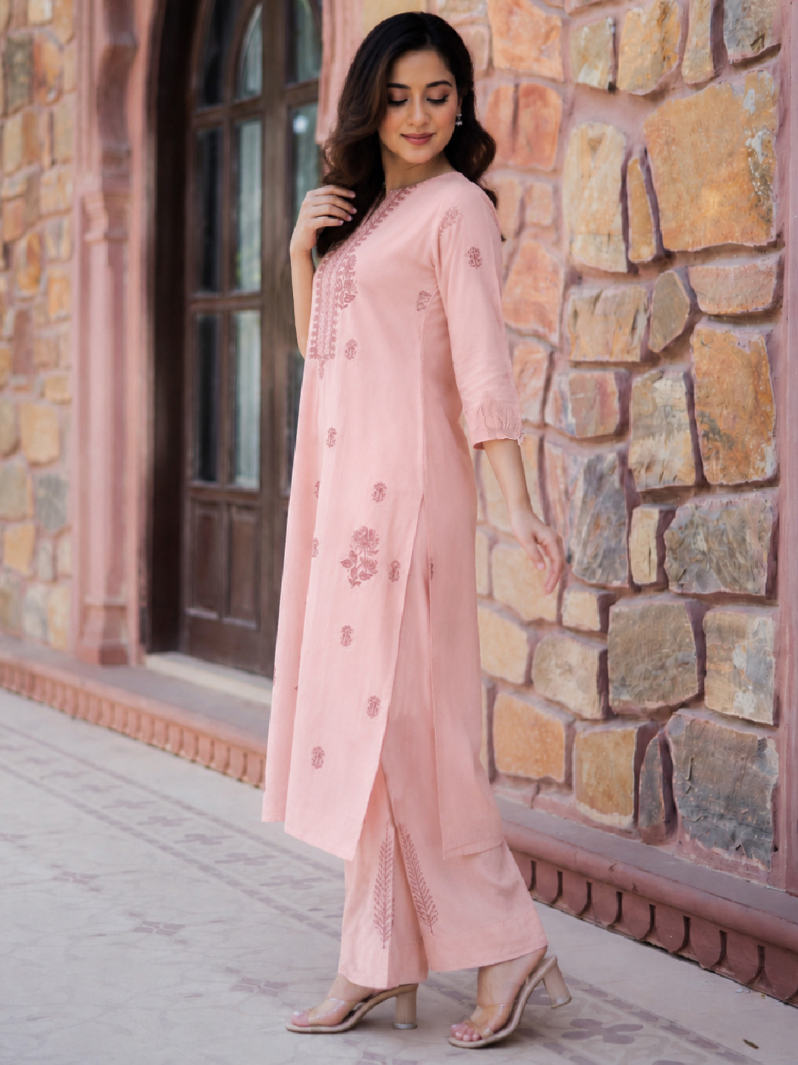 Image of Gosriki Women Viscose Rayon Kurti Pant Set