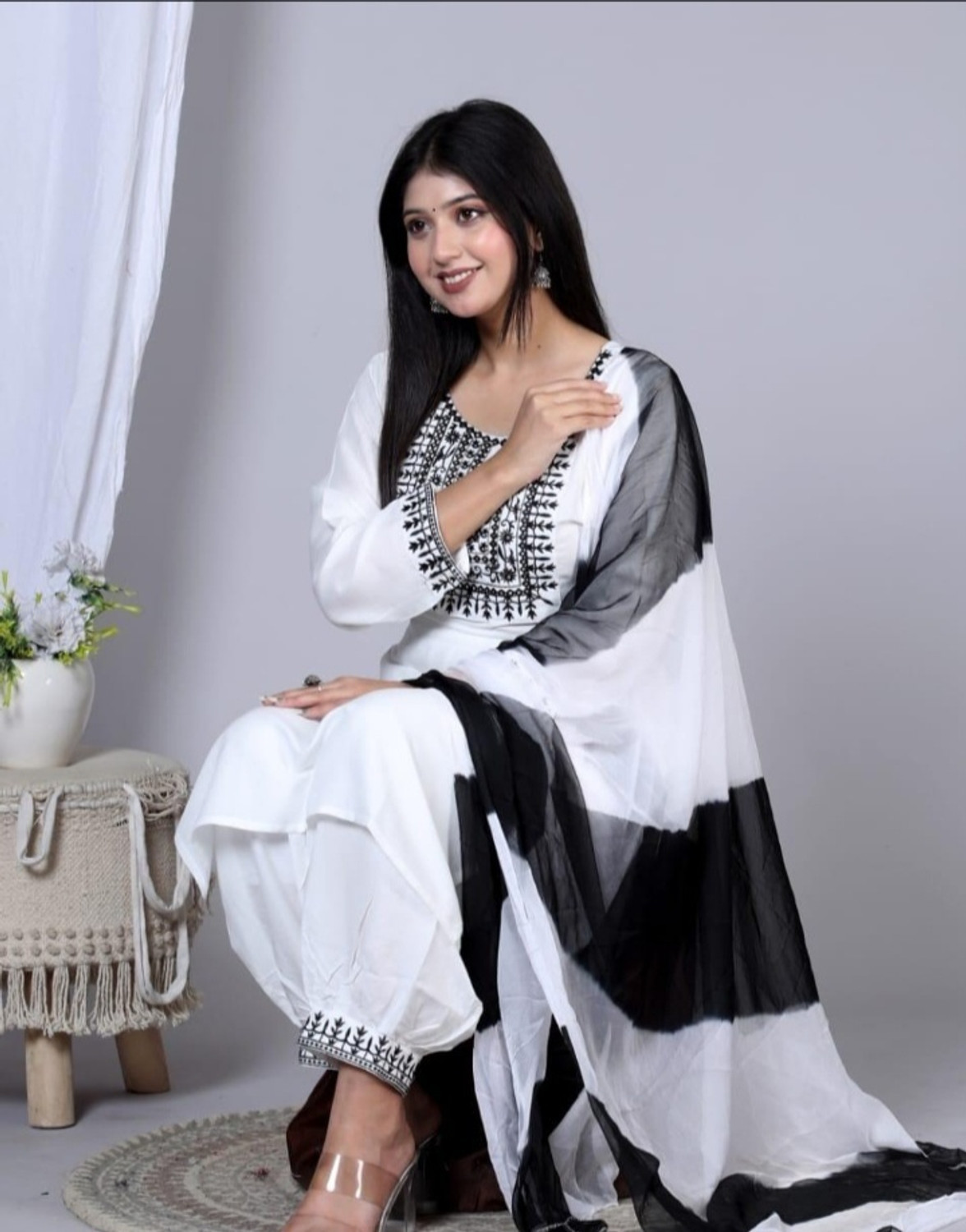 Image of MKCD FASHION Women Viscose Rayon Kurta Palazzo Dupatta Set