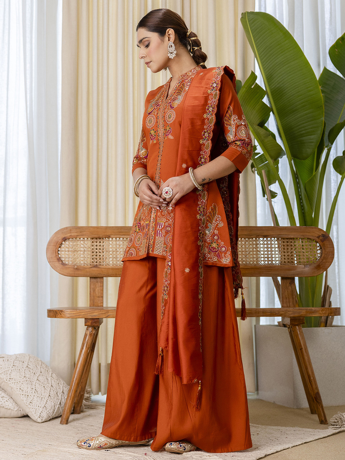 Image of VredeVogel Women Kurta Palazzo Dupatta Set