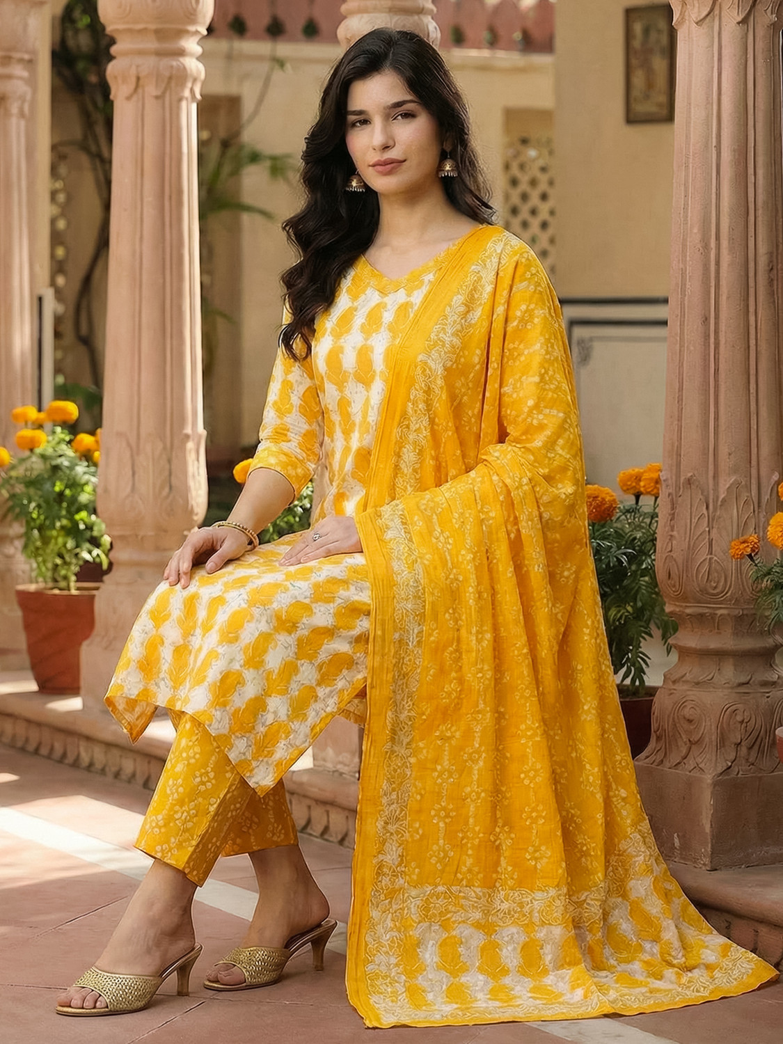 Image of Indo Era Women Kurta Pant Dupatta Set